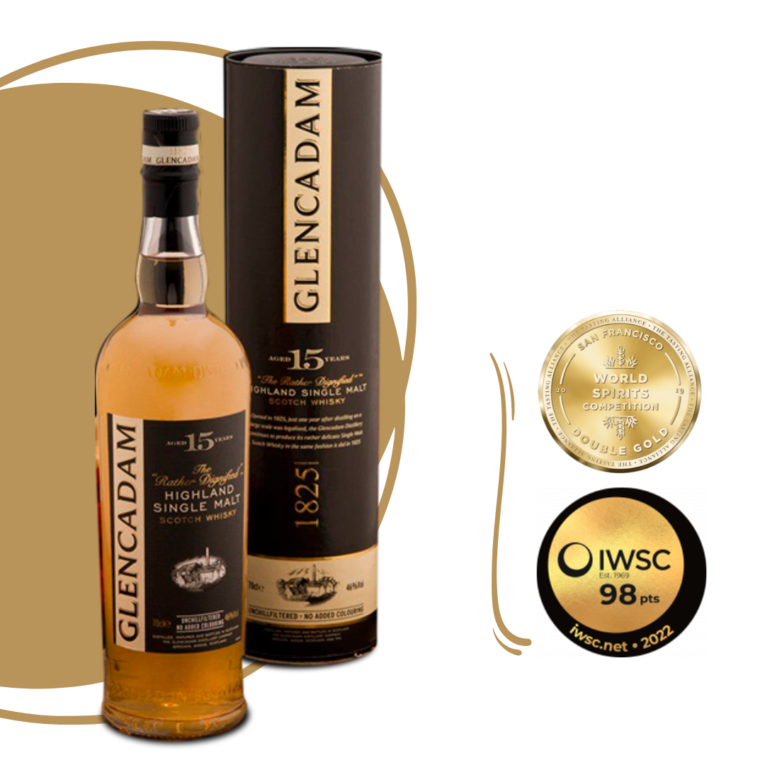 Glencadam 15 años single malt whisky con medallas Los mejores whiskies calidad precio para regalar esta Navidad
